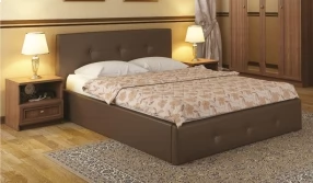 Кровать Линда с подъёмным механизмом Экокожа, 180х200 (Коричневая)